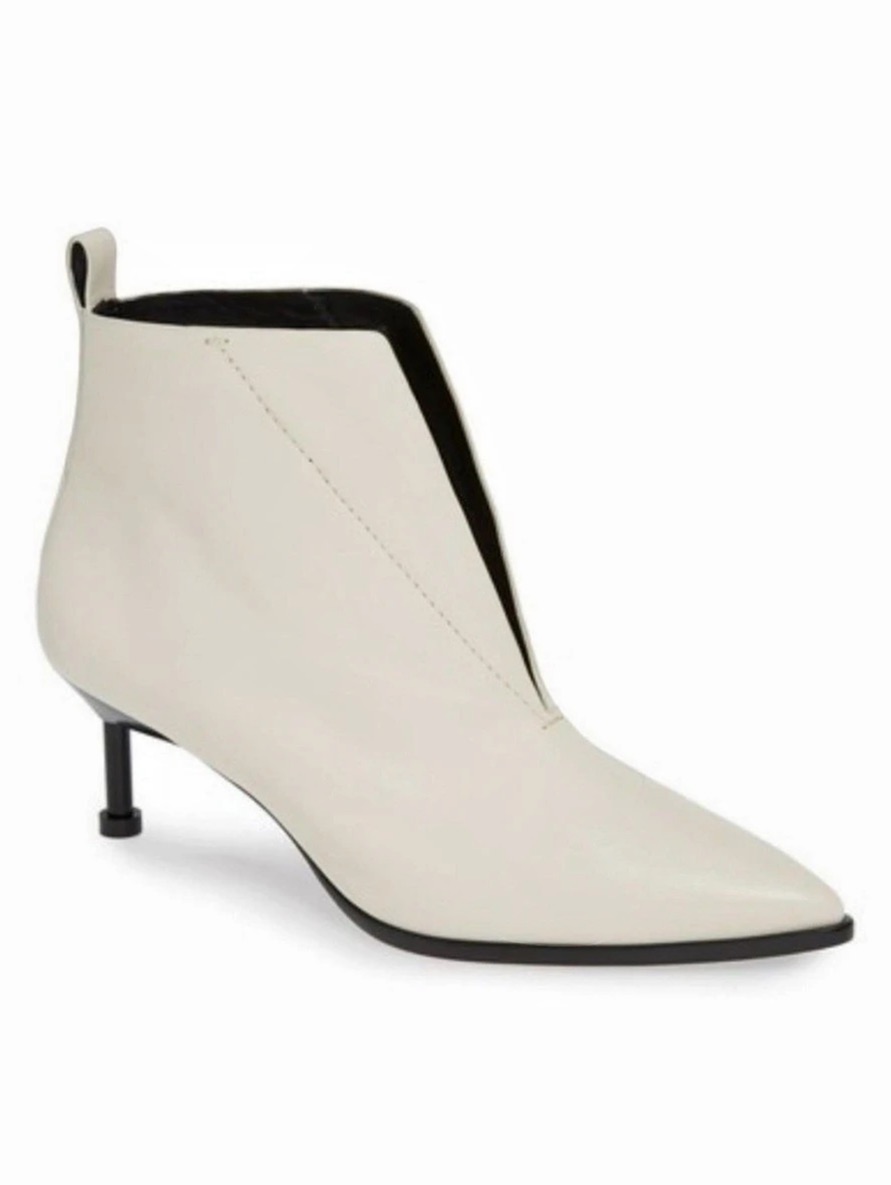 Mercedes Castillo Pointed-Toe Heeled Ankle Boots Cream Us 7.5 Like New — image 5 of 8